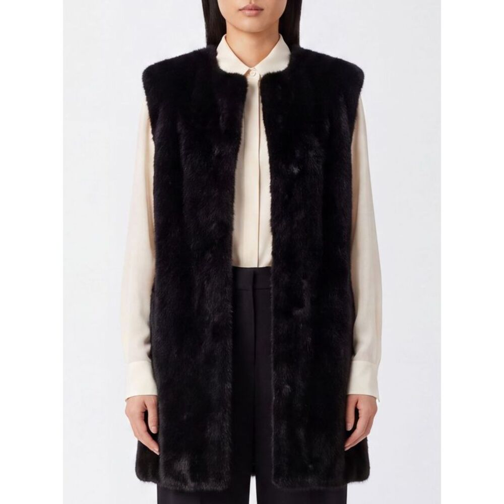 Herno Women Crewneck Faux Fur Gilet Herno With Concealed Closure